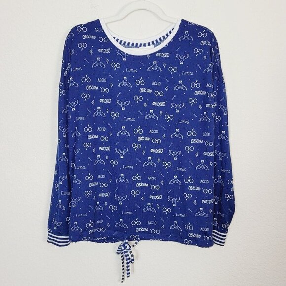 The Wizarding World Of Harry Potter Sz Medium Pajama Top Navy Blue Licensed Soft - Picture 2 of 9